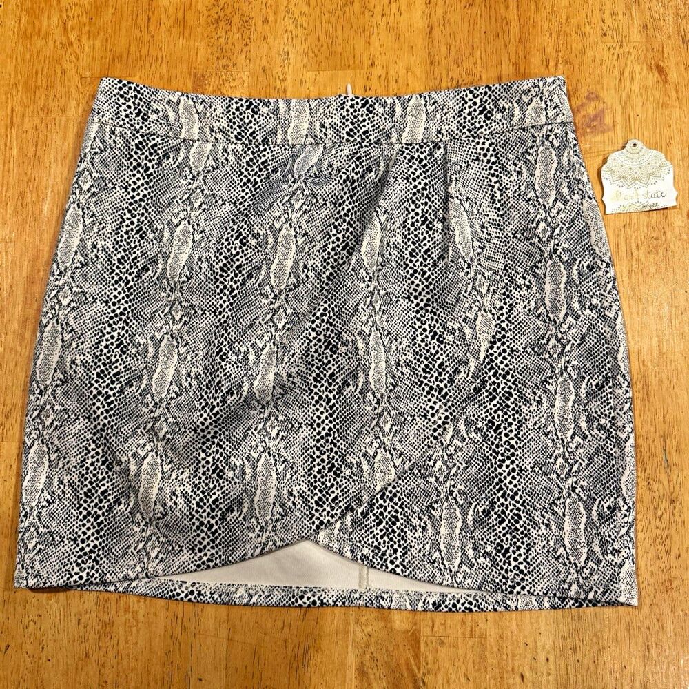 NWT Altar'd State Gray Black Snake cottagecore faux wrap preppy Skirt Size L